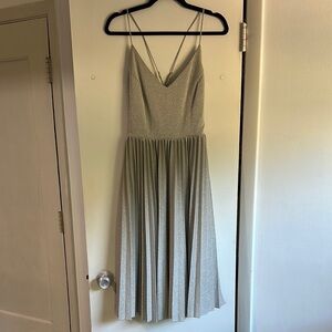 Silver Anthropologie Spaghetti Strap Cross Back Dress